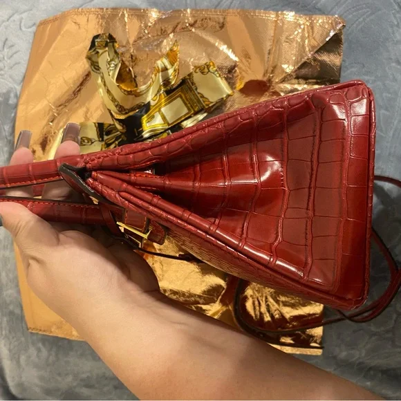 Fashion Chic Red Wine Crocodile Leather Birkin 20 Handbag - Picture 10 of 15